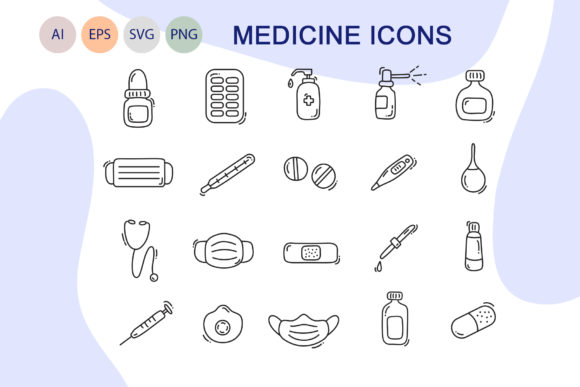 Embroidery Insights on the Medicine Line Icons Design