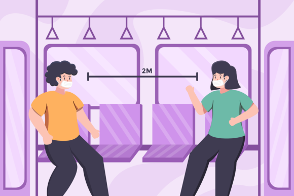 Evaluating the Social Distance Public Transport Embroidery Design